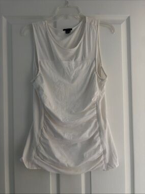 Theory White Sleeveless Ruched Women’s Top Sz M